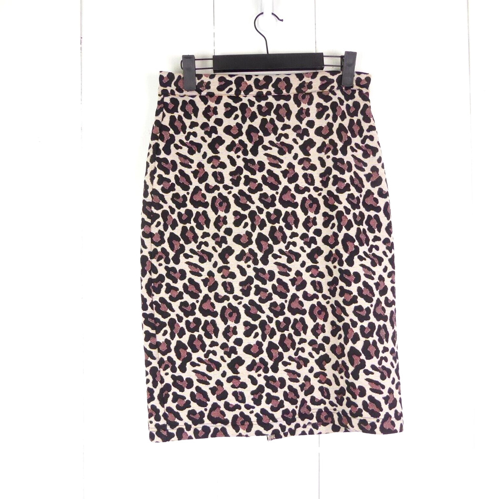 Anthropologie Maeve Skirt Womens SZ XS Leopard Print Full Zip Pencil Career